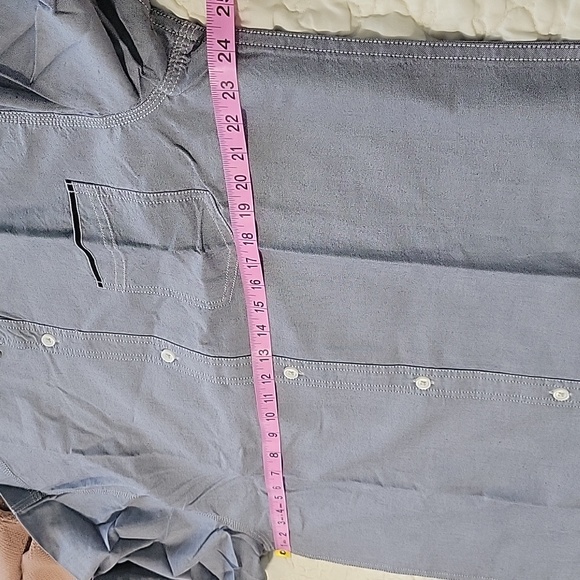 Ross&Freckle Men's 100% Cotton Chambray Standard fit Rolling-up Long Sleeve - Picture 7 of 14